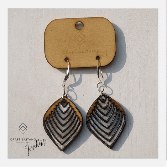 Shell and wood Teardrop earrings