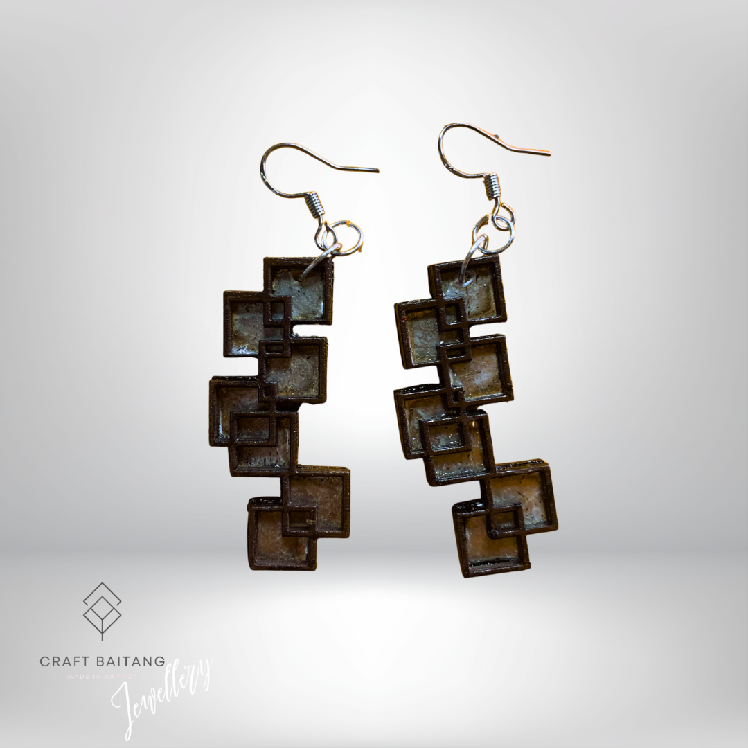 Shell and wood Squares pendant