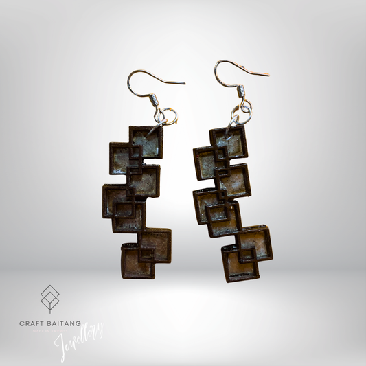 Shell and wood Squares pendant